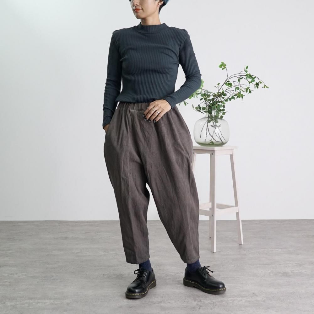 ペグトップタックパンツ | ヘリンボーングレー - UZUiRO(ウズイロ
