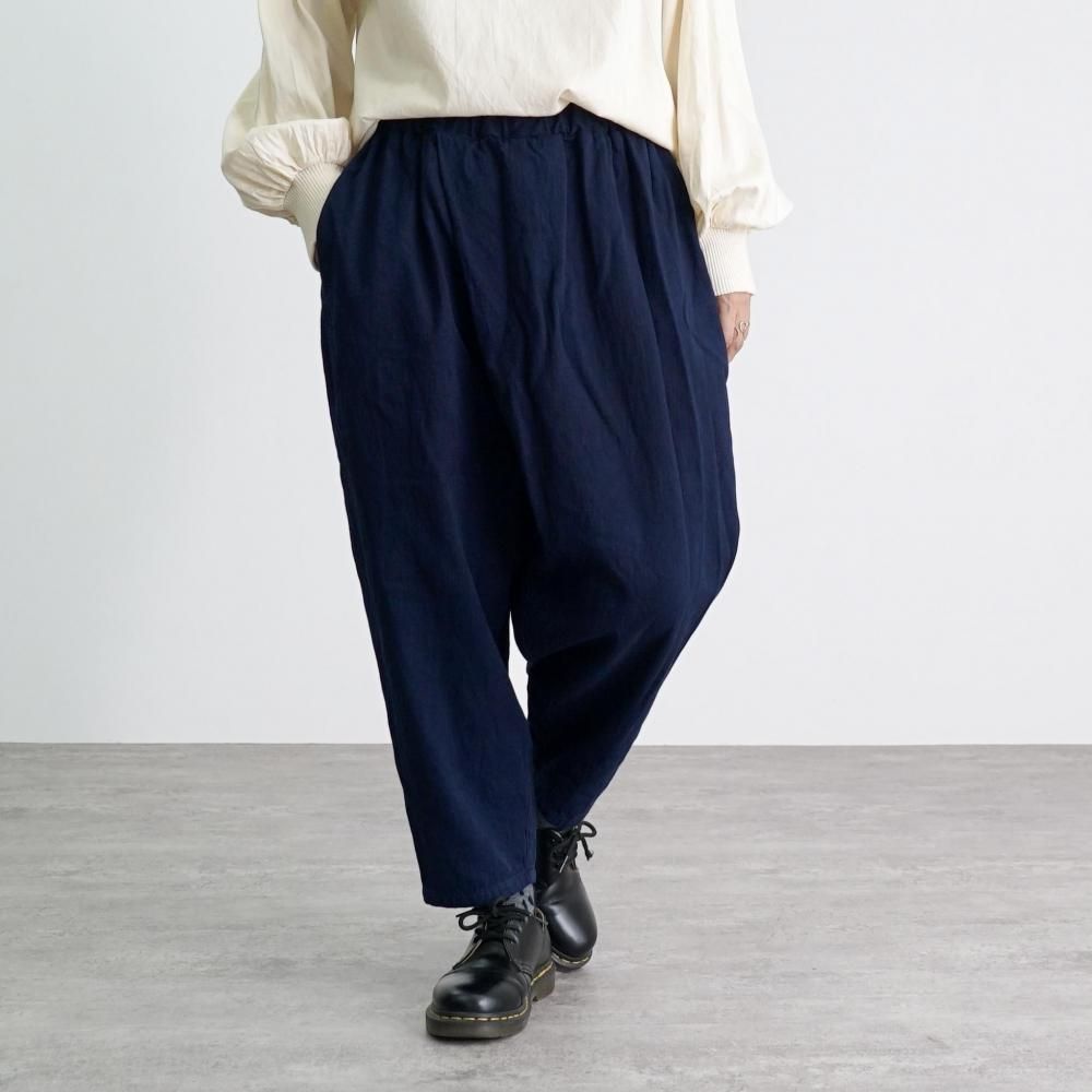 ペグトップタックパンツ | ヘリンボーン ネイビー - UZUiRO(ウズイロ