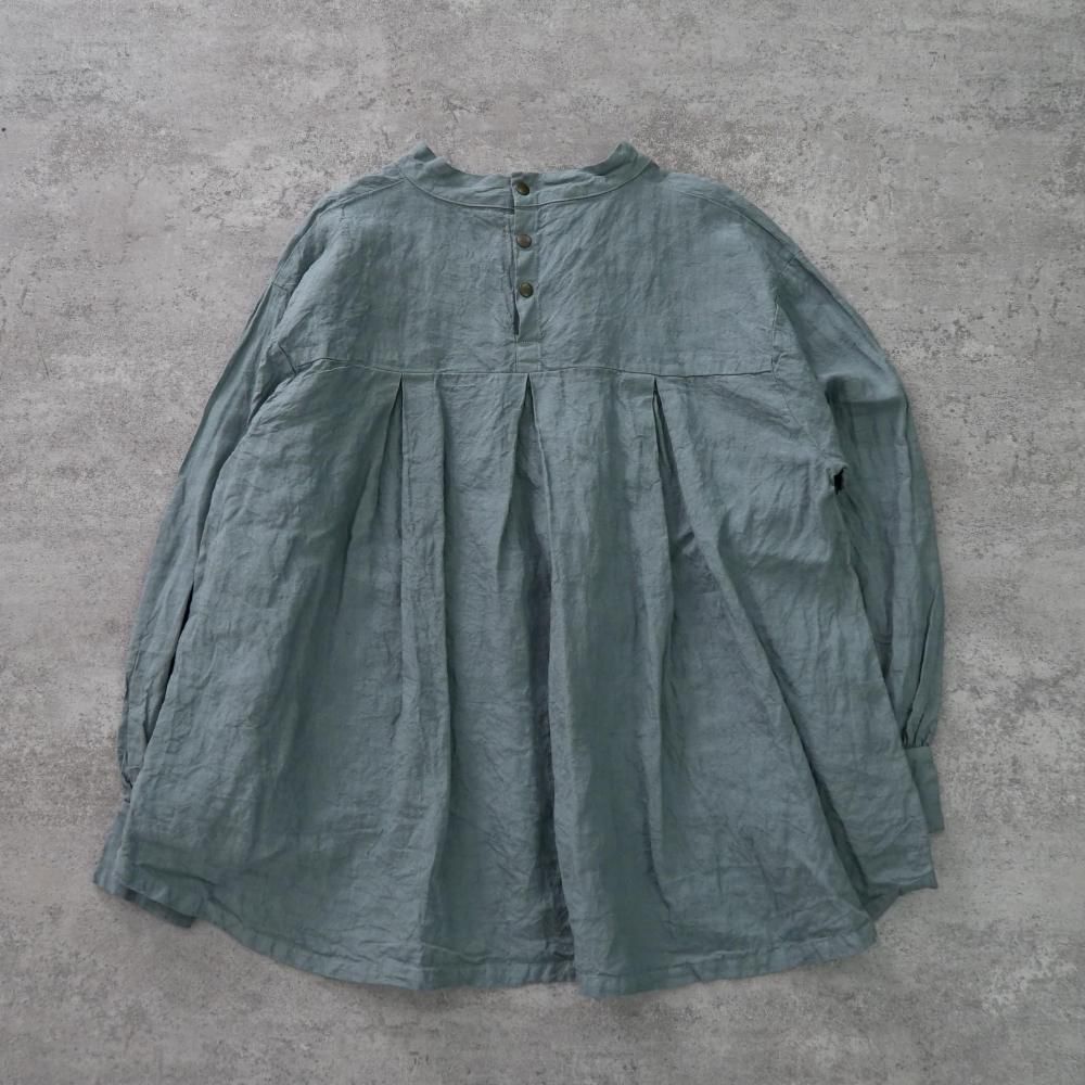 UZUiRO　ウズイロ　リネンタックシャツブラウス　カーキ UZUiRO ウズイロ リネンタックシャツブラウス カーキ