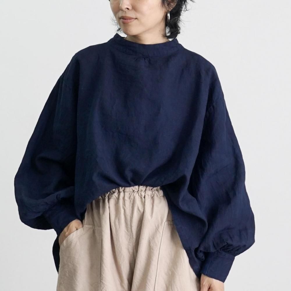 リネンタックシャツ | ネイビー | 遠州織物 - UZUiRO(ウズイロ