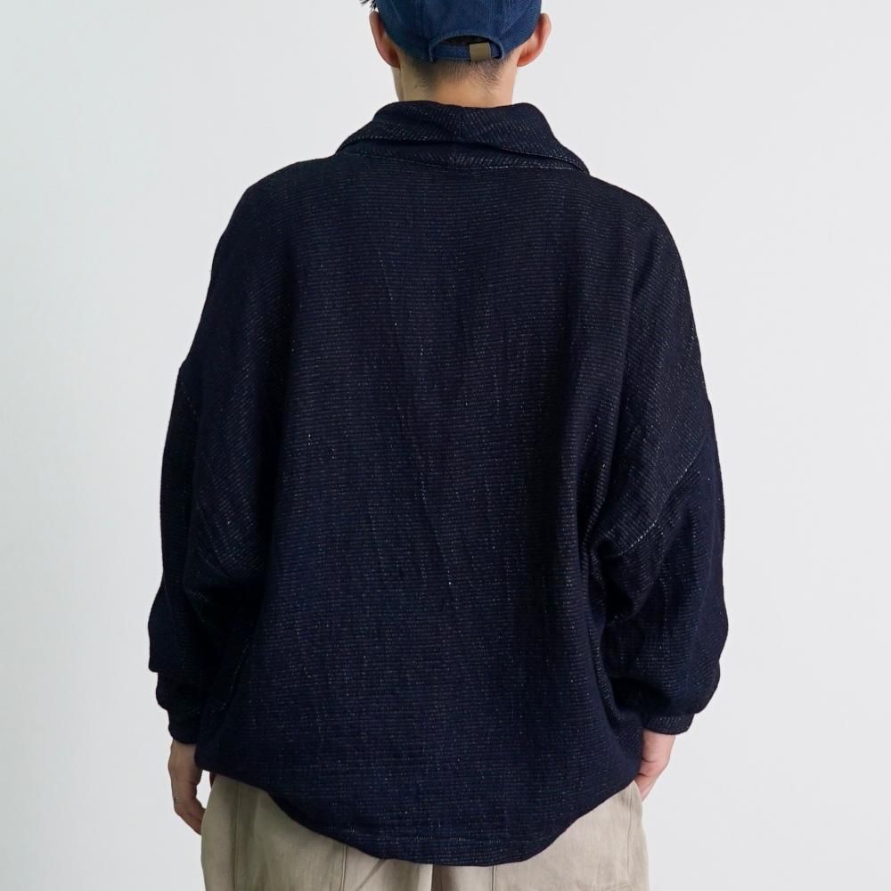 デニムニットくつろ着カーディガン | ネイビー - UZUiRO