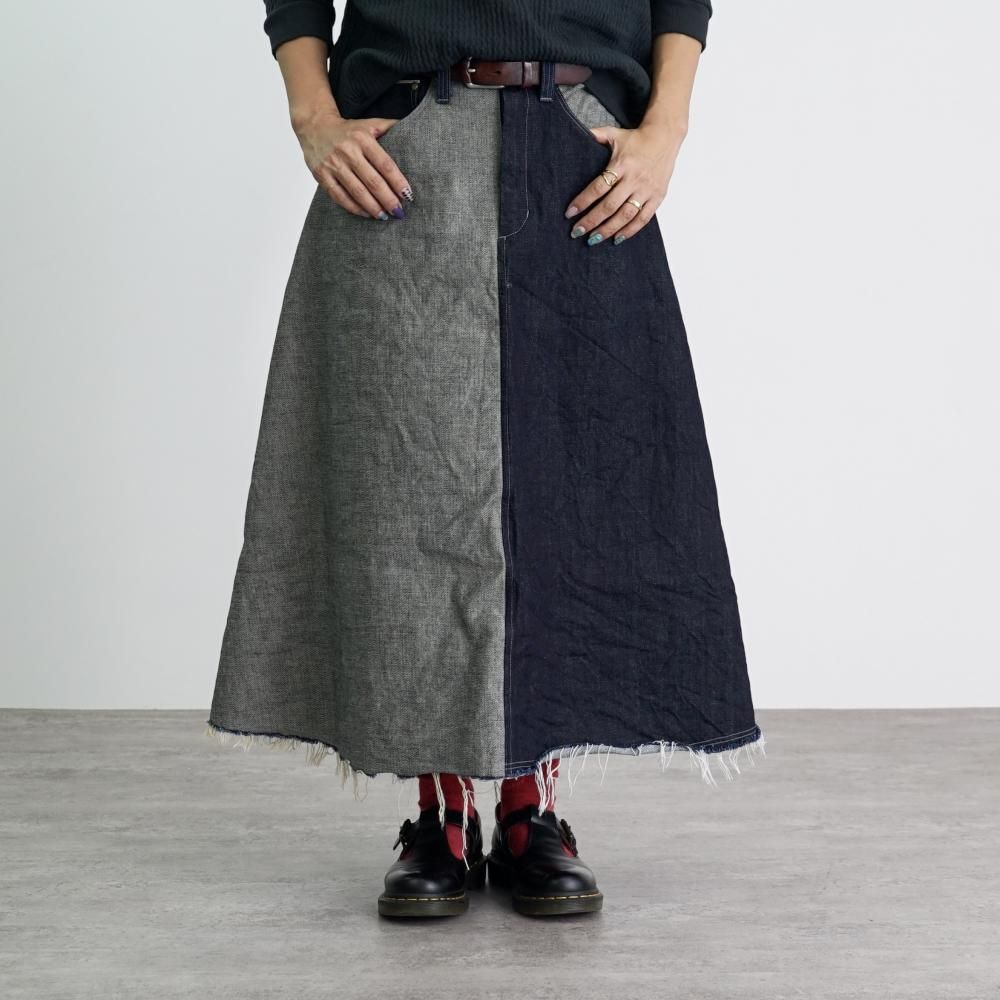 【新品】コットンリネンデニムスカート【タグなし】 デニムインサイドアウトスカート | 岡山県産デニム - UZUiRO(ウズイロ