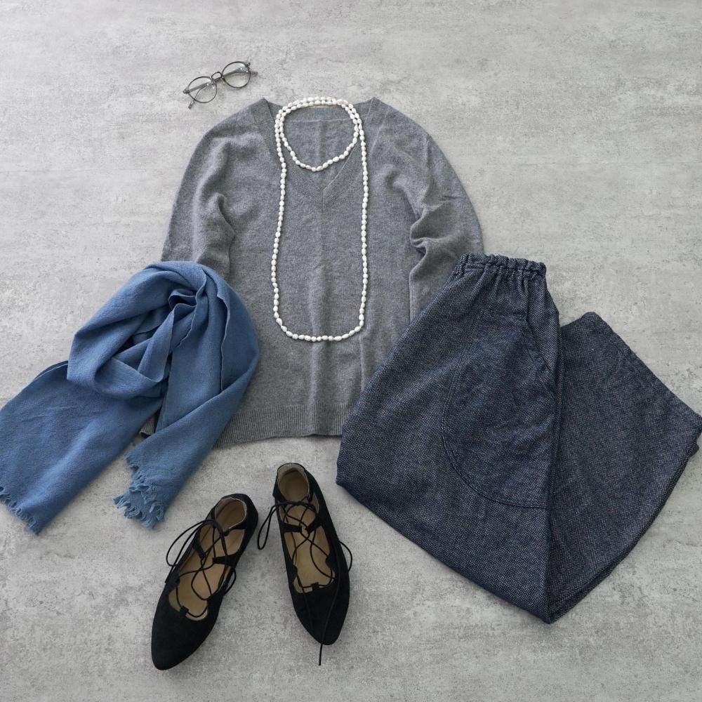 ヘリンボーンバルーンパンツ | ネイビー - UZUiRO(ウズイロ) / 公式