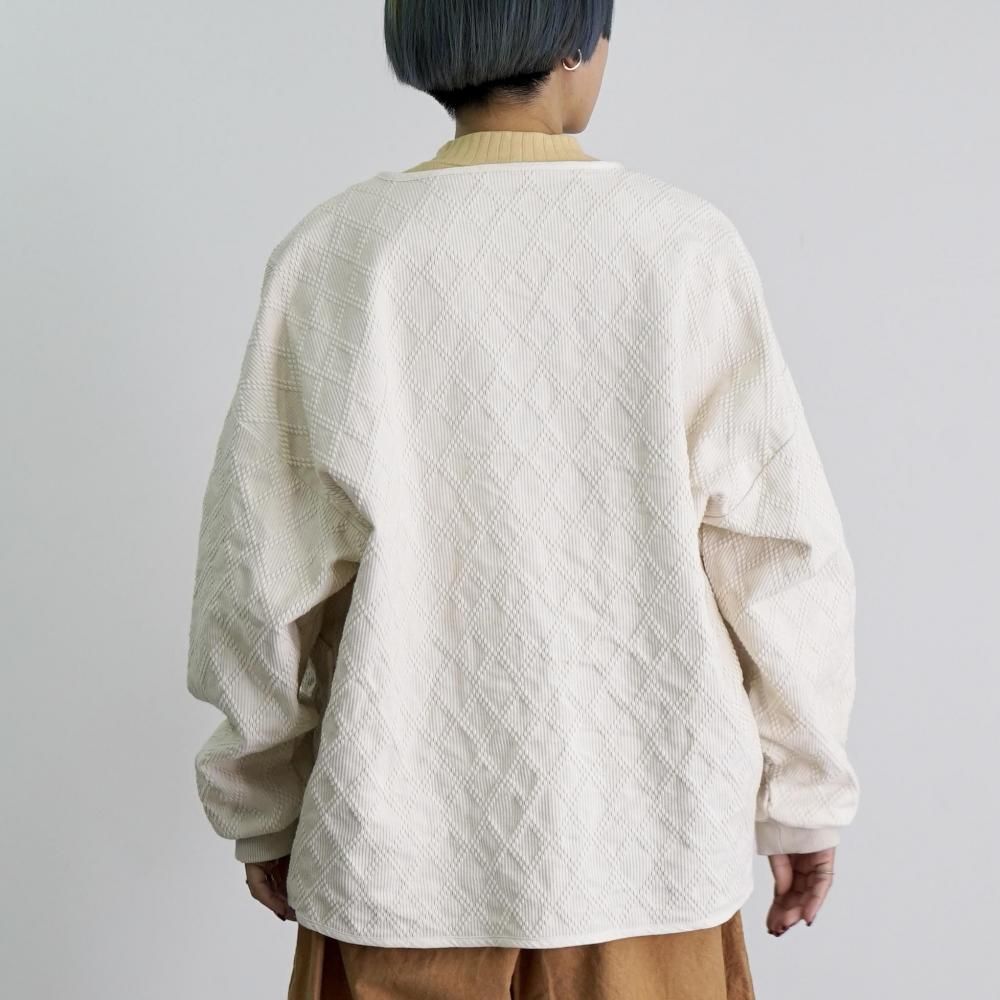ダイヤ柄ノーカラージャケット | 生成り - UZUiRO(ウズイロ) / 公式
