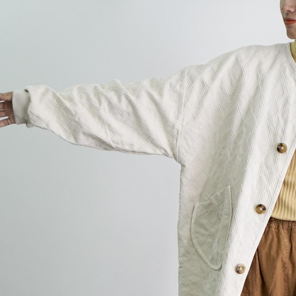 ダイヤ柄ノーカラージャケット | 生成り - UZUiRO(ウズイロ) / 公式