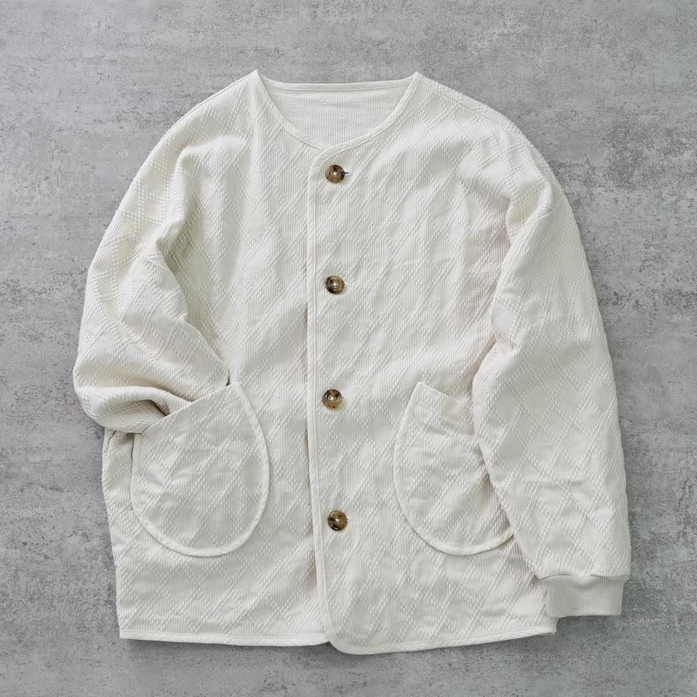 ダイヤ柄ノーカラージャケット | 生成り - UZUiRO(ウズイロ) / 公式