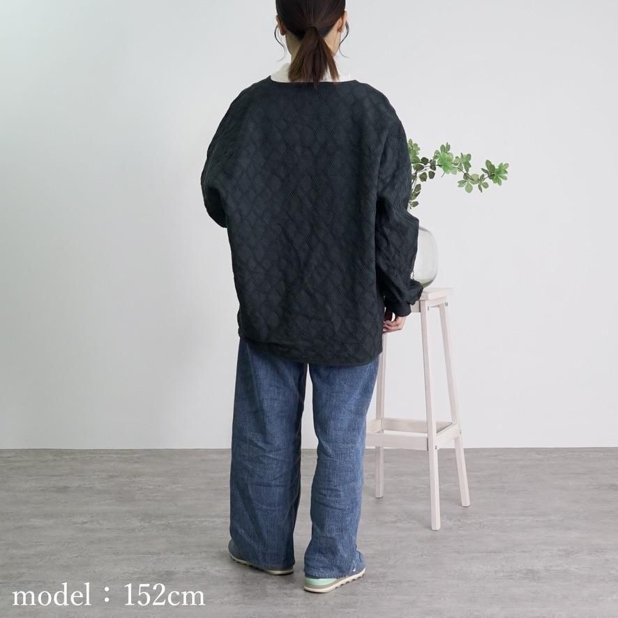 ダイヤ柄ノーカラージャケット | ブラック - UZUiRO(ウズイロ) / 公式