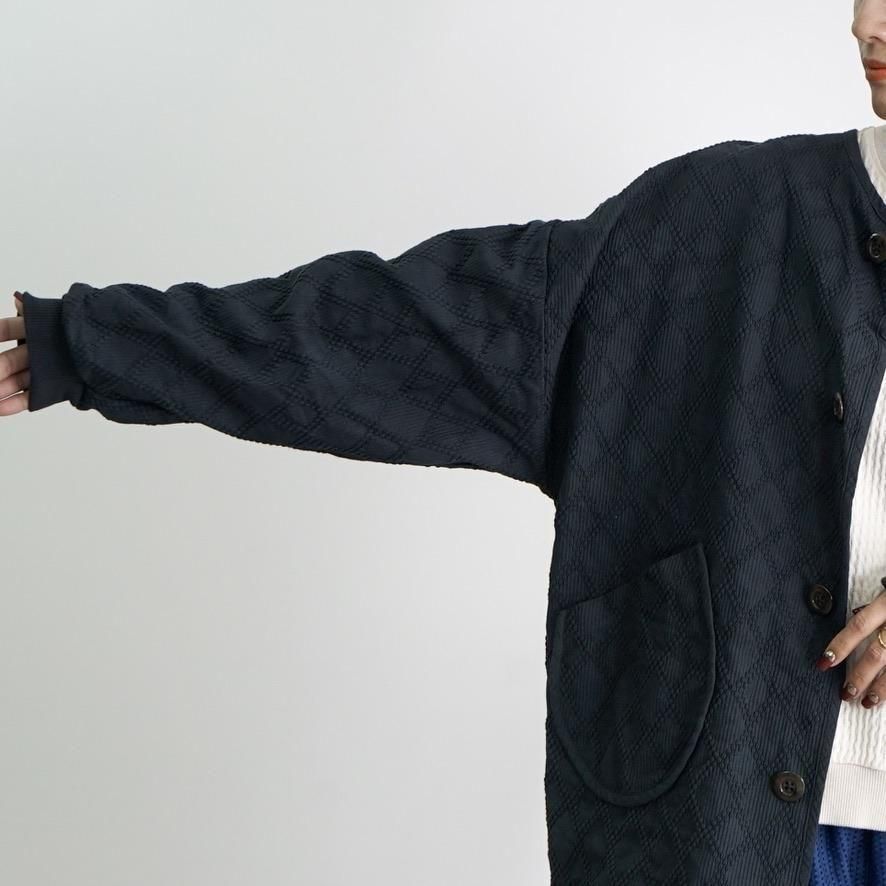 ダイヤ柄ノーカラージャケット | ブラック - UZUiRO(ウズイロ) / 公式