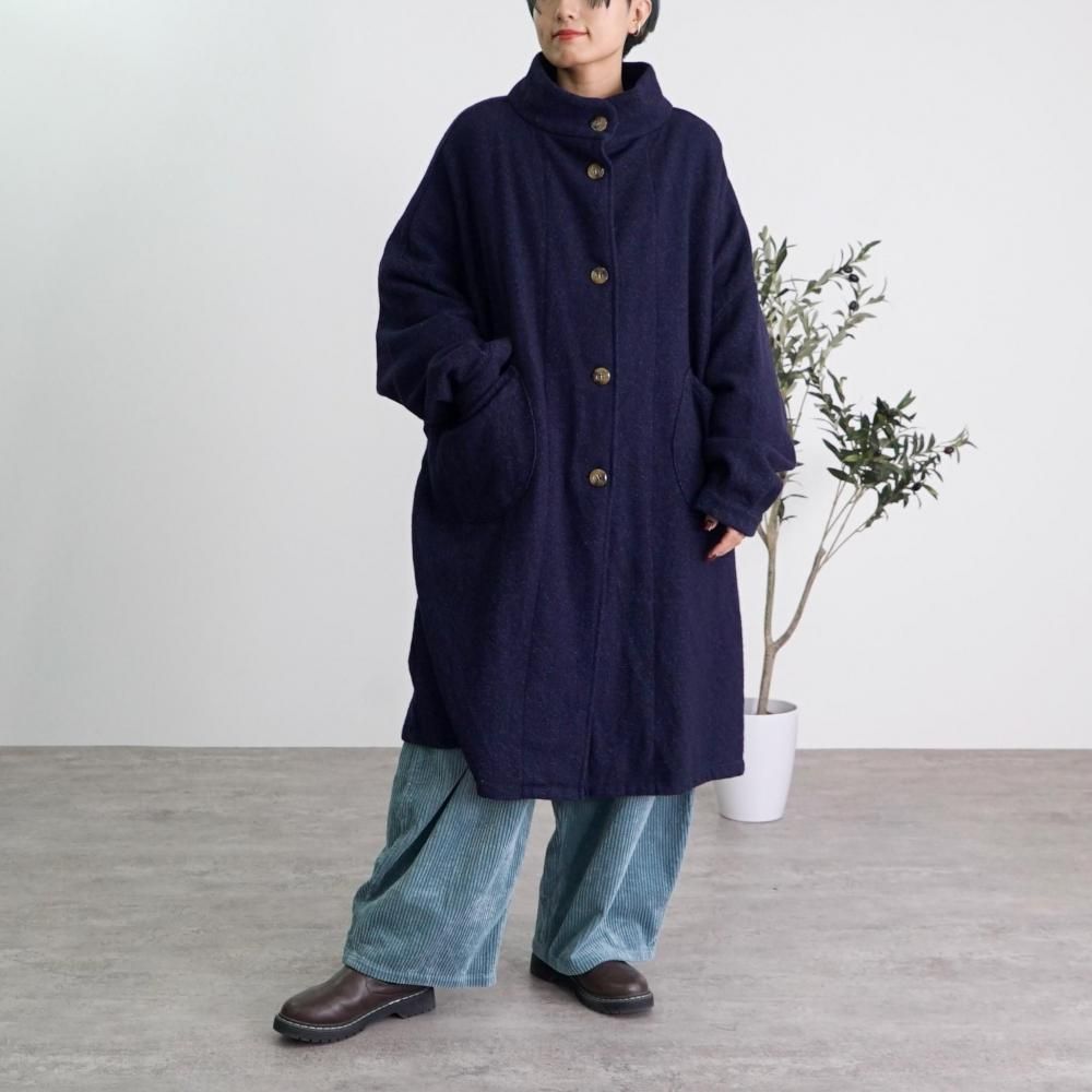 ビッグシルエットモモンガウールコート | ネイビー - UZUiRO(ウズイロ