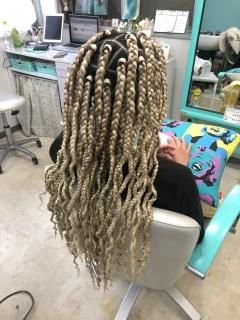 センター分け☆ブレイズ編みスーパーストレート とろ - ウィッグ
