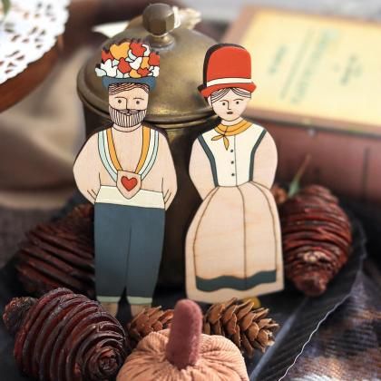 フォーク・ピープル 木製オブジェ ペアセット【Anna Wiscombe】