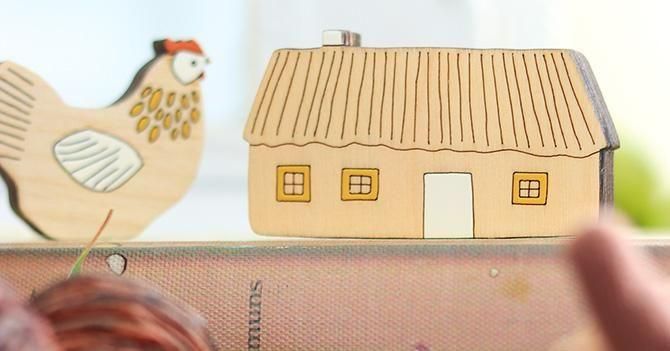 コテージ 木製オブジェ