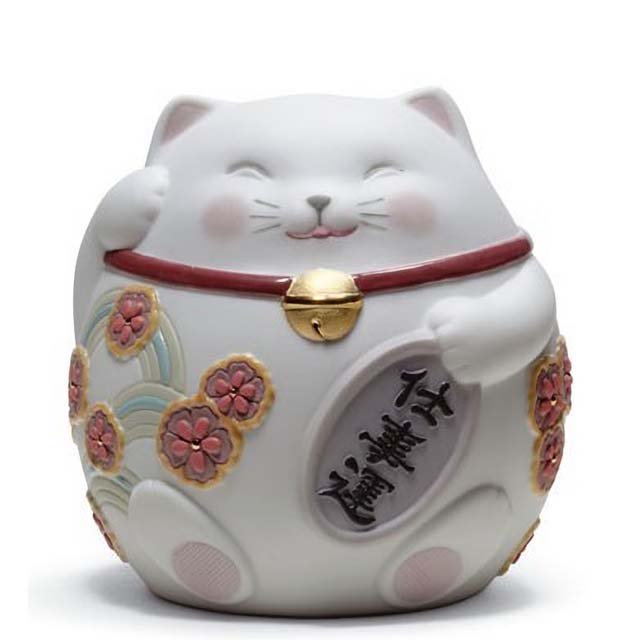 リヤドロ 招き猫(White) 01008528 MANEKI NEKO I (WHITE)