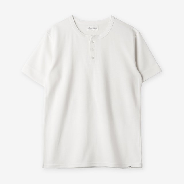 <span>Silk＆Cotton Henley-neck T-shirts / White</span>シルク＆コットン ヘンリーネックTシャツ / ホワイト
