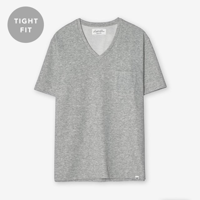 <span>Silk＆Cotton V-neck T-shirts / Grey</span>【TIGHT FIT】シルク＆コットン VネックTシャツ / グレー