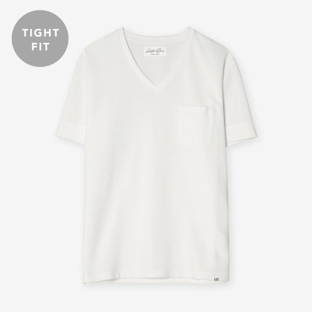 <span>Silk＆Cotton V-neck T-shirts / White</span>【TIGHT FIT】シルク＆コットン VネックTシャツ / ホワイト