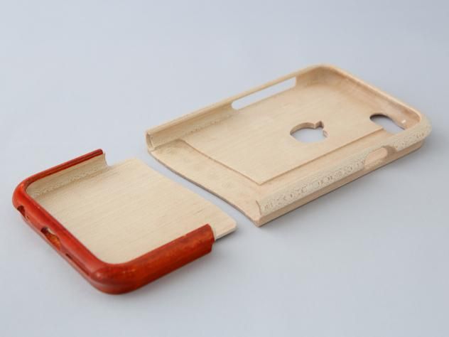 オーダーメイド》【 ウッドケース for iPhone レッド】 天然木