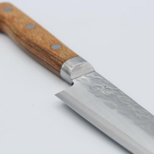 高村刃物 クロマックス鋼 ペティ 槌目 茶柄 130mm 高村刃物 クロマックス鋼 ペティ 槌目 茶柄 130mm