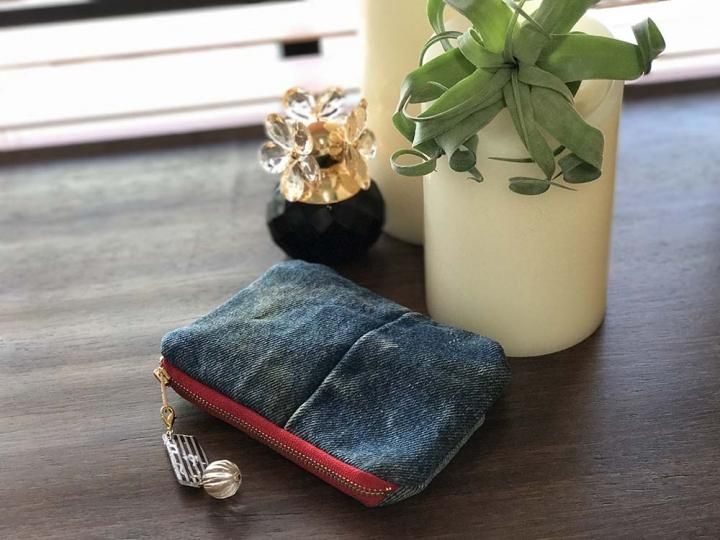 【未使用品タグ付き】完売品　ラドロー リス　ティッシュケース付きポーチ　ネイビー ポーチ付きポケットティッシュケース USEDデニム 裏地ドット