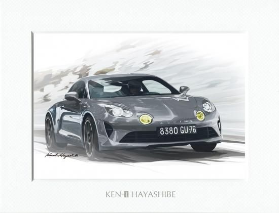 RENAULT - GC-493アルピーヌルノーA110限定版画サイン額装作家平