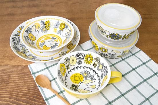 新規購入 新品2点セット ボタニカル 14cm 浅ボウル イエロー 食器