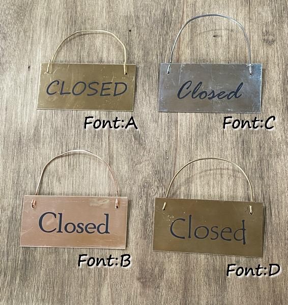 antique プレート 看板 ダメージ調 ダメージ加工 金属製 オープン クローズ 看板 OPEN CLOSED 真鍮