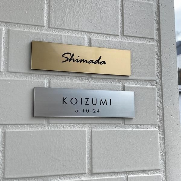 ステンレスブラック調背景アクリル表札 乗り気