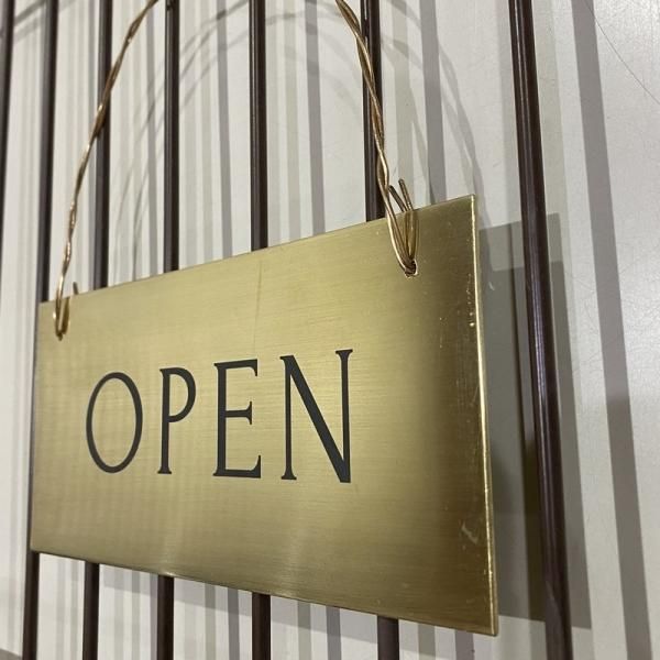 ダメージ加工 真鍮製 オープン クローズ 金属 看板 OPEN CLOSED