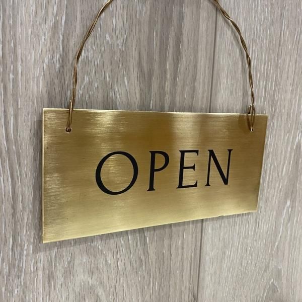 ダメージ加工 真鍮製 オープン クローズ 金属 看板 OPEN CLOSED サイン