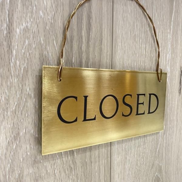 ダメージ加工 真鍮製 オープン クローズ 金属 看板 OPEN CLOSED