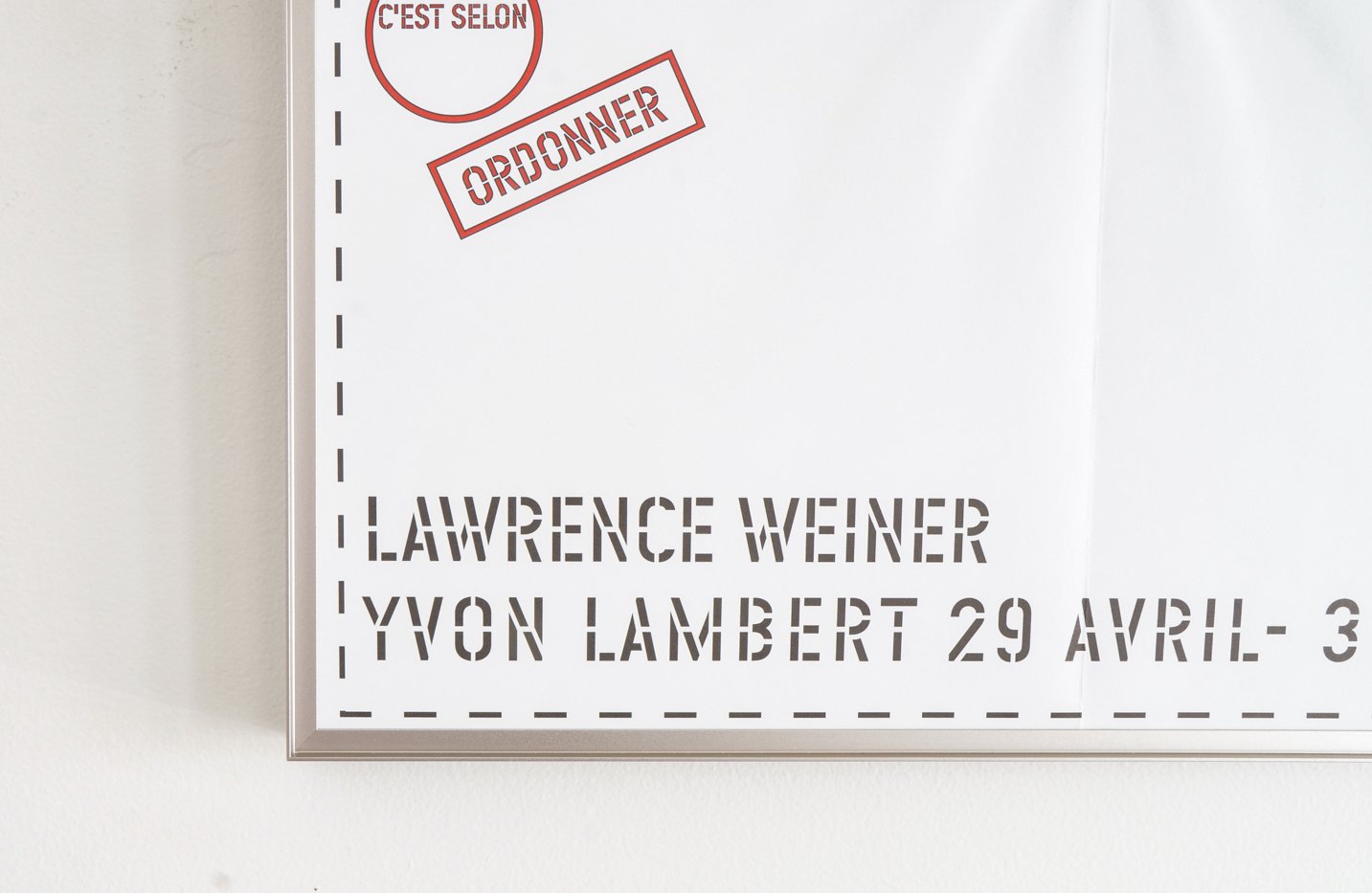 Lawrence Weiner / Yvon Lambert - グラフィック ポスター - 輸入