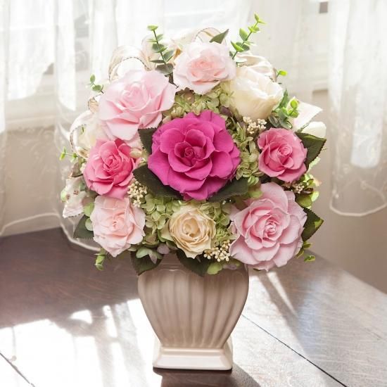 直径50センチ!豪華な紫のバラと小花の大きな造花の玄関用 直径50センチ!豪華な紫のバラと小花の大きな造花の玄関用