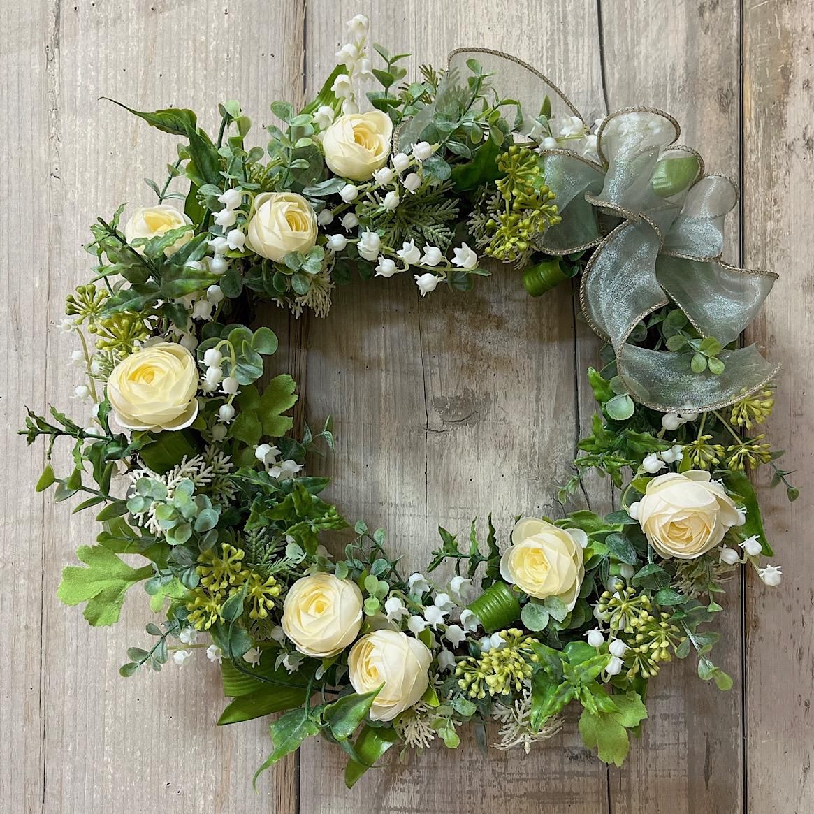 ピンクローズとラナンキュラスの豪華スウィート特大リース♪♪ ピンクローズとラナンキュラスの豪華スウィート特大リース