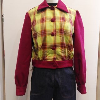 Wine and Green Plaid 1940s Jacket