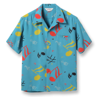 <img class='new_mark_img1' src='https://img.shop-pro.jp/img/new/icons6.gif' style='border:none;display:inline;margin:0px;padding:0px;width:auto;' />HIGH DENSITY RAYON OPEN SHIRT “ROCKIN' NOTES” S/S