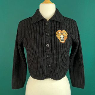 MM Panther Collared Cropped Sweater