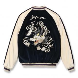 <img class='new_mark_img1' src='https://img.shop-pro.jp/img/new/icons6.gif' style='border:none;display:inline;margin:0px;padding:0px;width:auto;' />Mid 1950s Style Velveteen (Two-tone)  Acetate Souvenir Jacket WHITE DRAGON  EAGLE