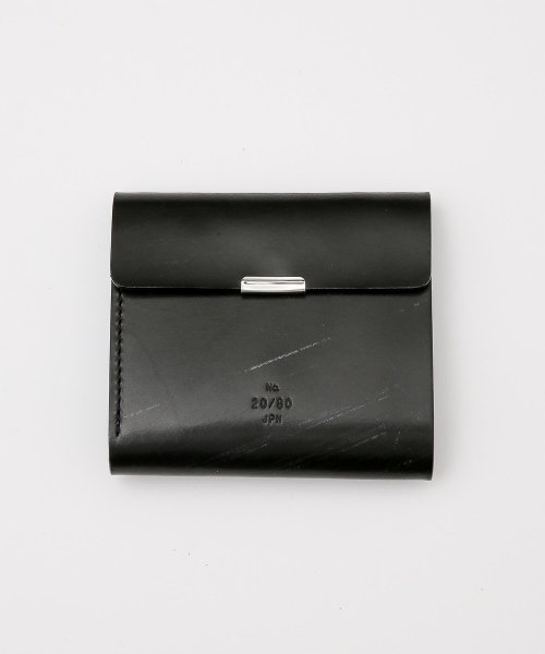 20/80 - BRIDLE LEATHER FOLDED WALLET WITH FLAP (BLACK)