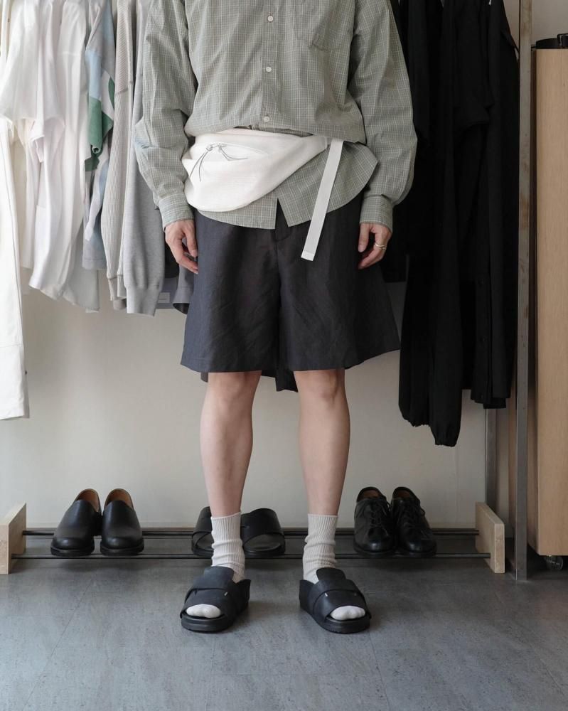 25SS awasa｜ウールリネン ワイド イージーショーツ awasa | ウールリネン ワイド イージーショーツ | hazy