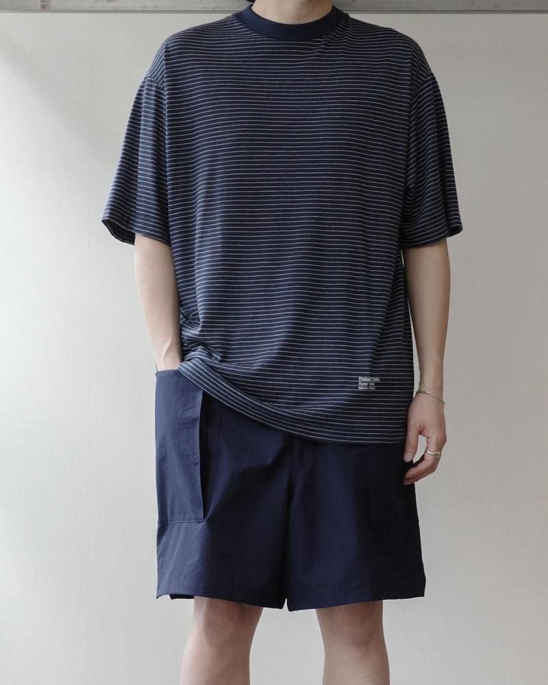 Product Twelve｜Super 140’S Melino Wool T-shirt (Navy Stripe)