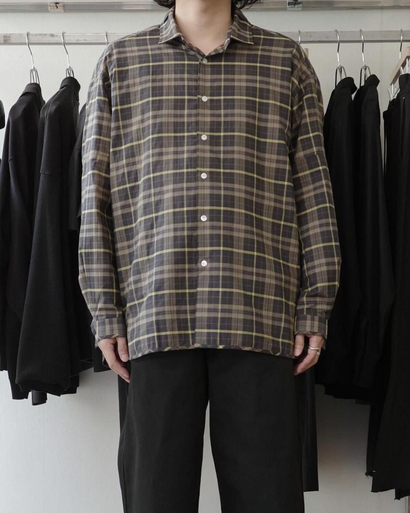MANAVE Tuck Collar Shirts チェック S M A N A V E | Tuck Collar Shirt | hazy