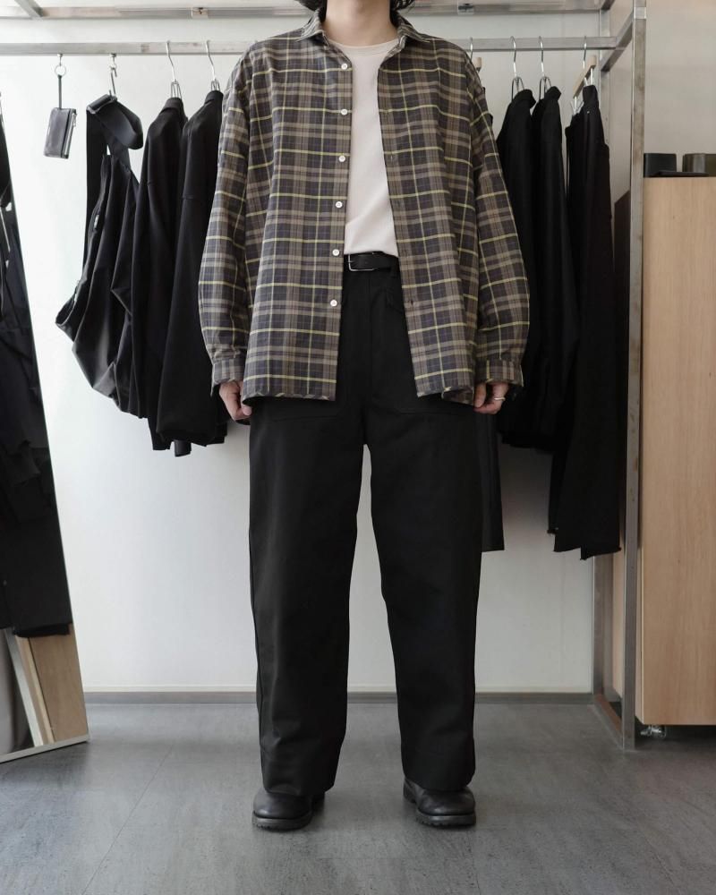 MANAVE Tuck Collar Shirts チェック S CH00-CHECK]MANAVE(マナベ)Tuck Collar Shirt(タックカラー