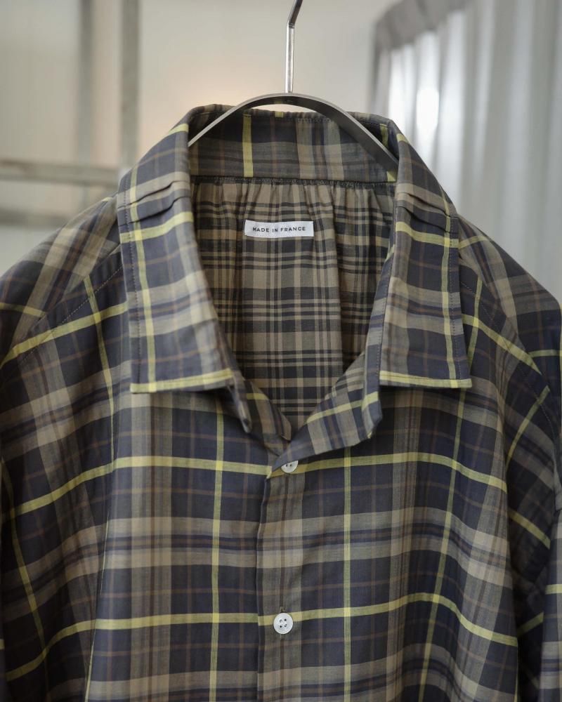 MANAVE Tuck Collar Shirts チェック S M A N A V E | Tuck Collar Shirt | hazy