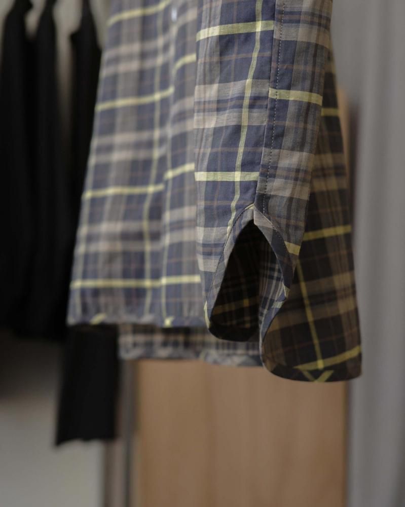 MANAVE Tuck Collar Shirts チェック S M A N A V E | Tuck Collar Shirt | hazy
