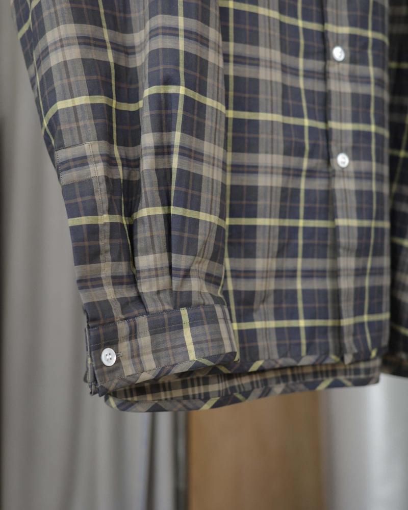 MANAVE Tuck Collar Shirts チェック S M A N A V E | Tuck Collar Shirt | hazy