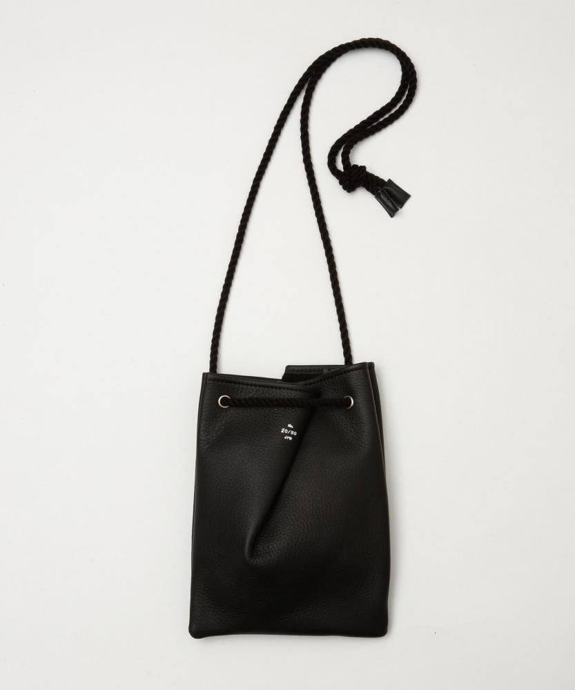 20/80SHRINK LEATHER ONE TUCK DRAWSTRING BAG 