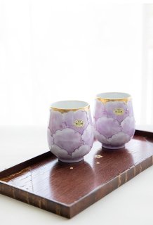 文山窯 牡丹（紫） −輪花− 湯呑