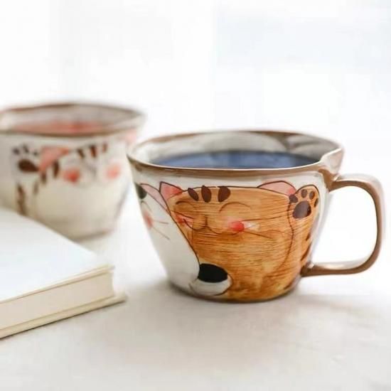波佐見焼 菊祥陶器 仲良し猫 スープカップ - クラフト南風