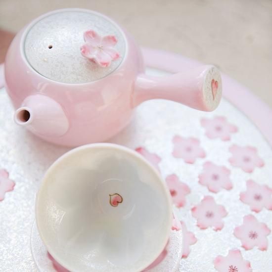 有田焼 田清窯 桜 ピンク 湯呑 ・ 茶托 セット - クラフト南風
