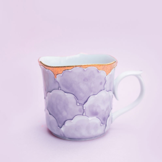 文山窯 牡丹（紫） −輪花− マグカップ